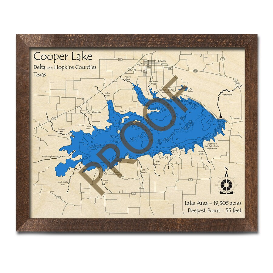 Cooper Lake Texas 3D Wood Map Custom Nautical Map Cabin Etsy