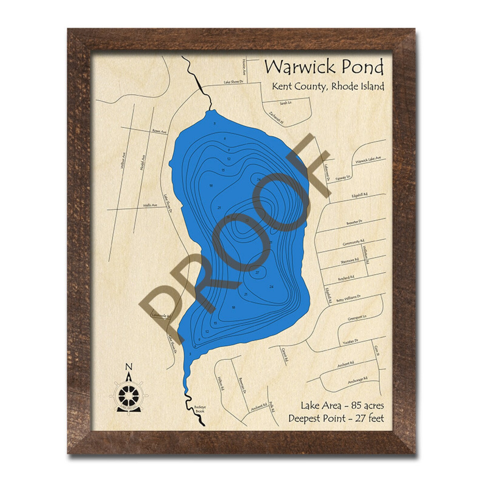 Warwick Pond RI 3D Wood Map Custom Nautical Map Unique Etsy UK