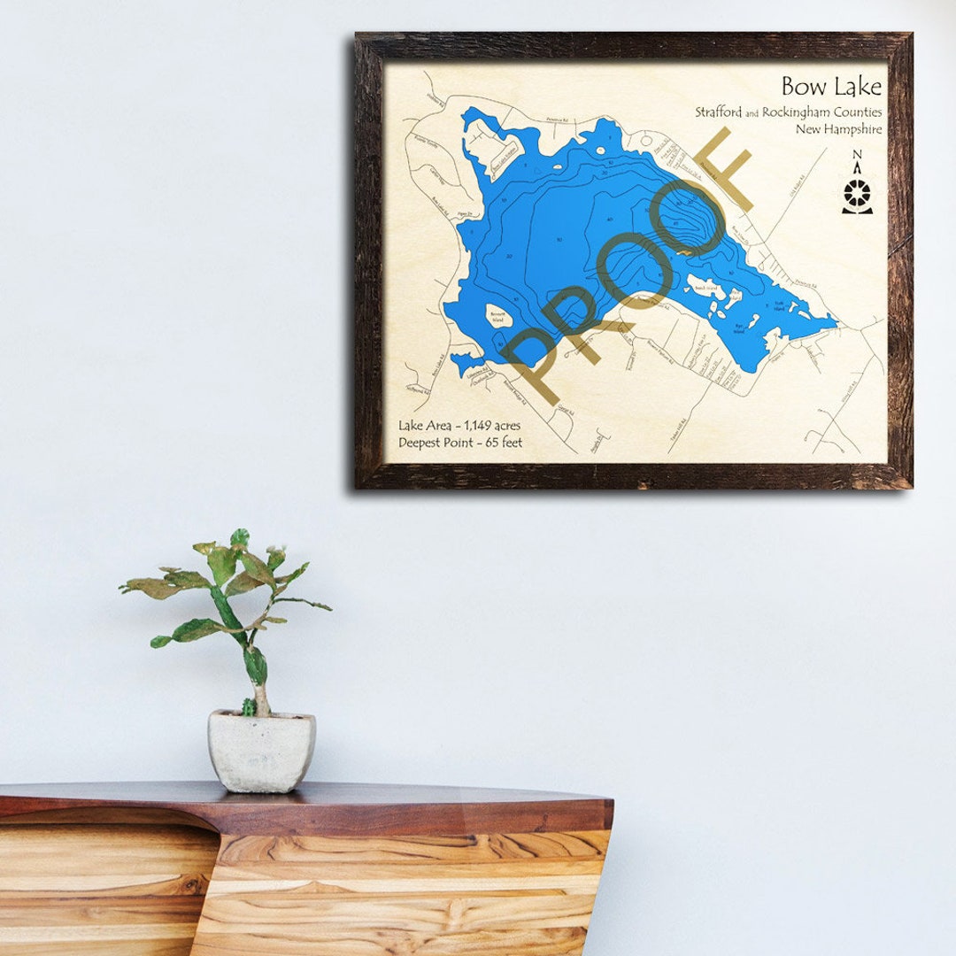 Bow Lake New Hampshire 3D Wood Map Lake House cabin Decor Etsy