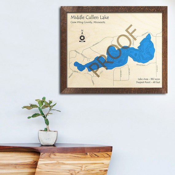 Middle Cullen Lake MN 3D Wood Map Custom Nautical Map Etsy