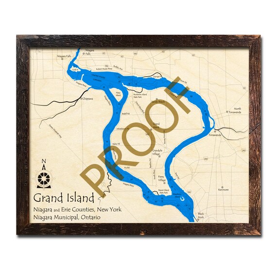 Grand Island Niagara Falls Ny 3d Wood Map Cabin Decor Etsy