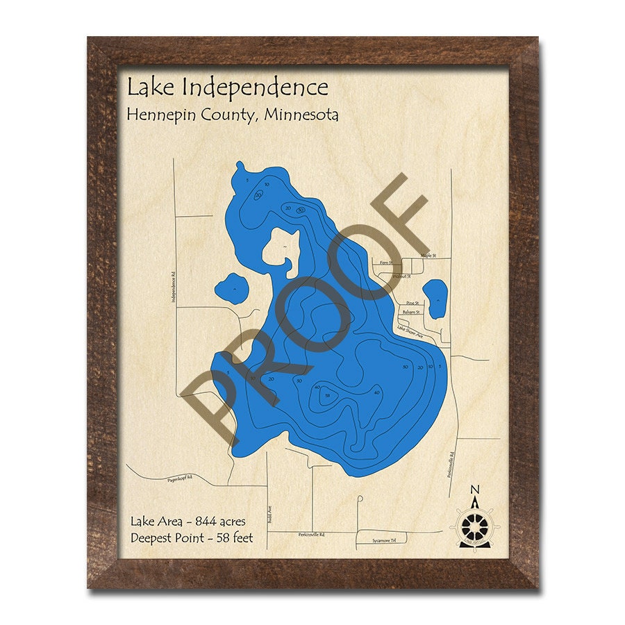 Lake Independence MN 3D Wood Map Custom Nautical Map Cabin Etsy