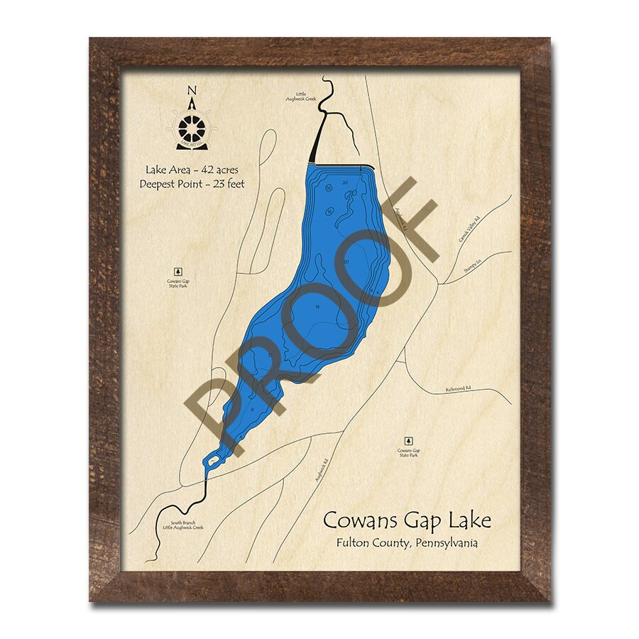 Cowans Gap Lake PA 3D Wood Map Custom Nautical Map Cabin Etsy