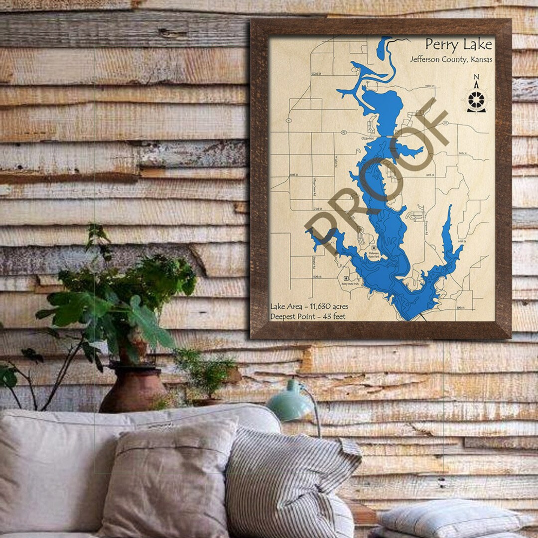 Perry Lake Kansas 3D Wood Map Custom Nautical Map Cabin Etsy