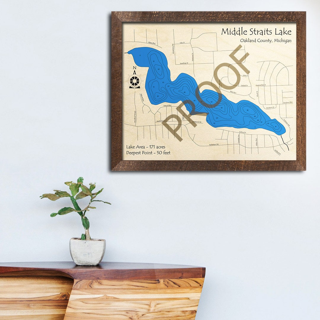 Middle Straits Lake MI 3D Wood Map Custom Nautical Map Etsy