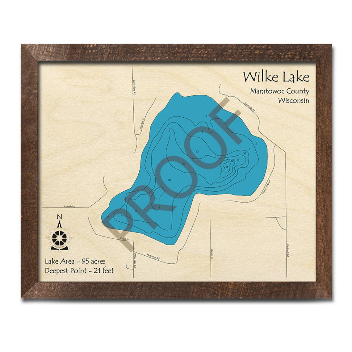 Wilke Lake WI 3D Wood Carved Map Custom Nautical Wall Art Etsy