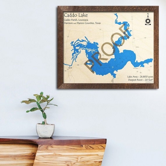 Caddo Lake Louisiana 3d Wood Map Custom Nautical Map Cabin Etsy