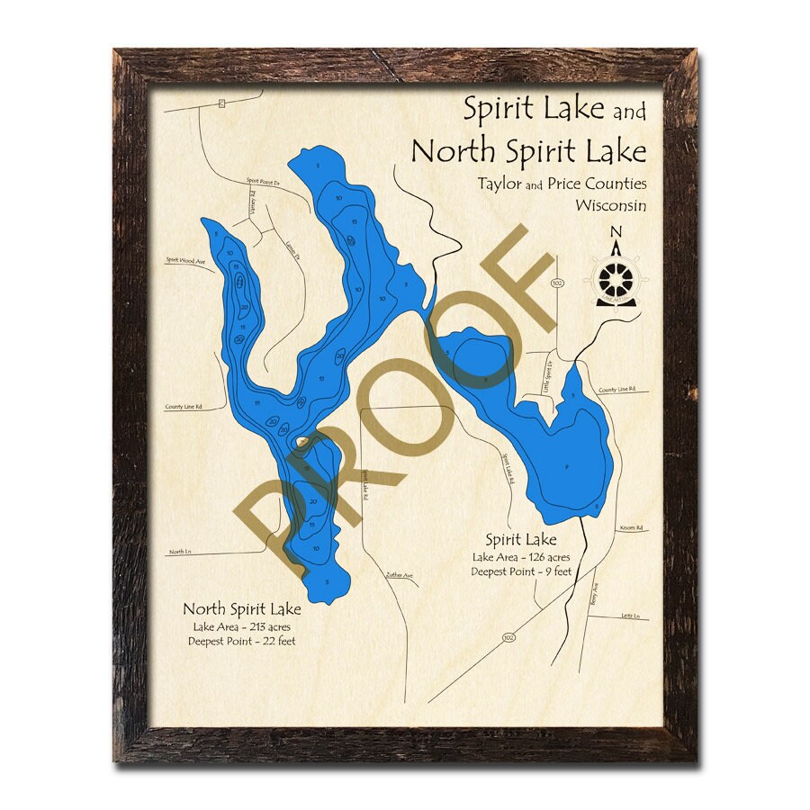 Spirit Lake North Spirit Lake WI 3D Wood Map Cabin Decor Etsy