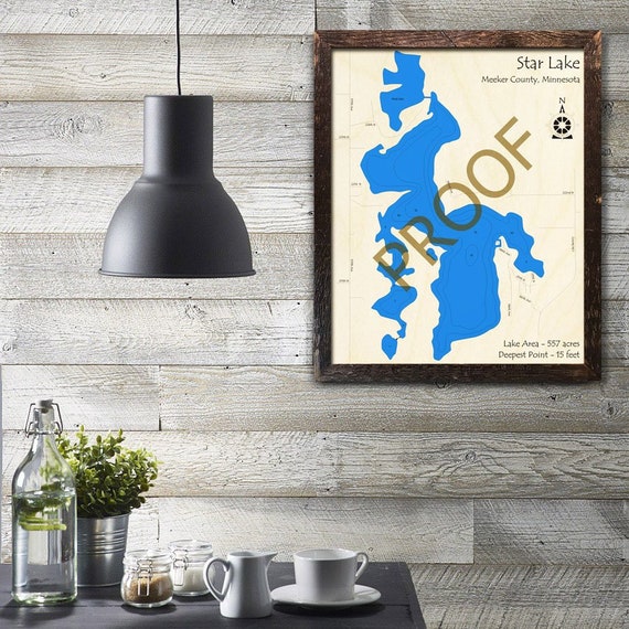 Star Lake MN 3D Wood Map Custom Cabin Decor Lake House Etsy