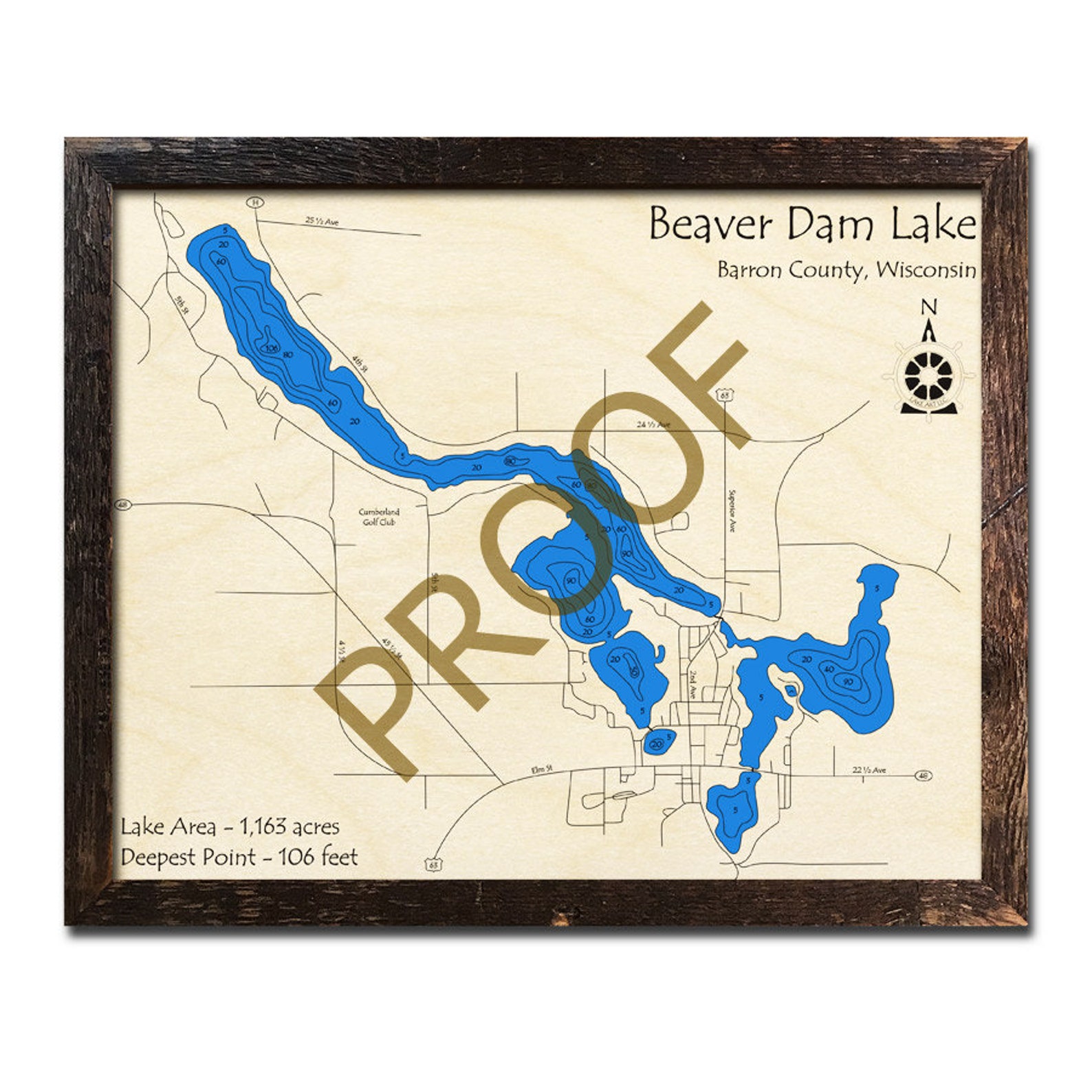 Beaver Dam Lake Wisconsin 3D Wood Map Cabin Decor Lake Etsy
