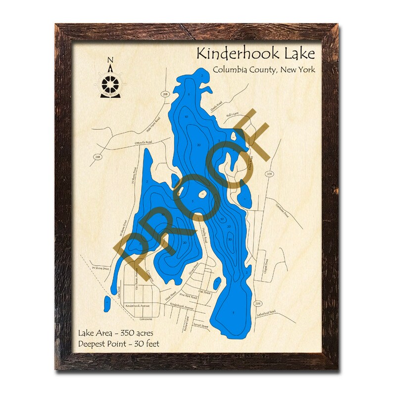 Kinderhook Lake New York 3D Wood Map Cabin Decor Lake Etsy