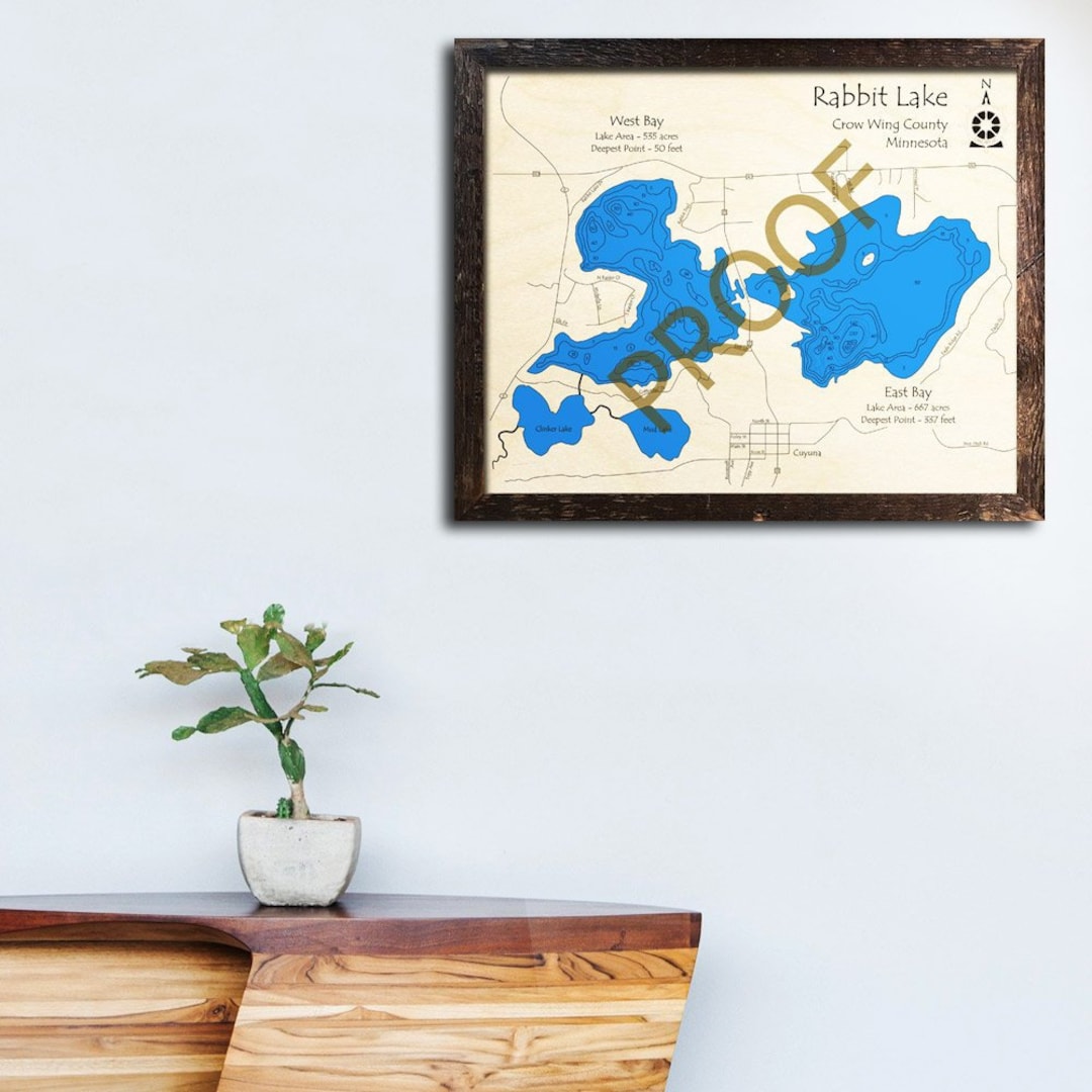 Rabbit Lake Minnesota 3D Wood Map Cabin Decor Lake House Etsy