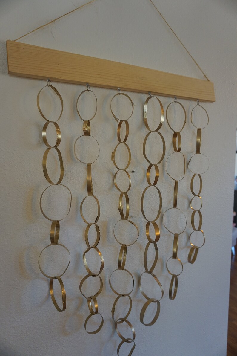 Pure Gold Rings Rose Wall Art Decor Handmade Repurposed Materials Recycled Vintage Natural Wood Contemporary Or Rustic