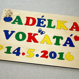 Wooden puzzle with name and date of birth image 3