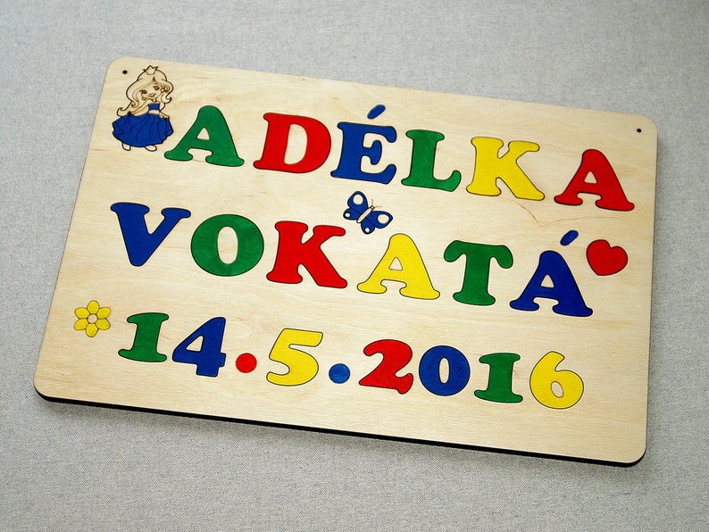 Wooden puzzle with name and date of birth image 3