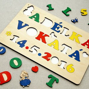 Wooden puzzle with name and date of birth image 4