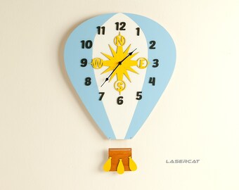 Children wall clock - hot air balloon