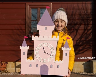 MAXI clock for kids room - Fairy tale castle