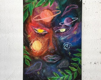 You Light Up the Universe, Celestial Space Painting - Original Acrylic Canvas Art