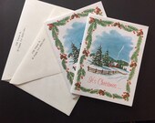 2 Vintage Kinda Used Kinda Unused Personalized Christmas Cards - 1960s - Great For Holiday Paper Craft Projects