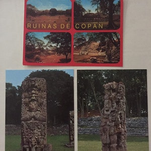 Three Vintage 1980s Souvenir Postcards From The Copan Ruins Honduras Chrome Era Travel Post Cards