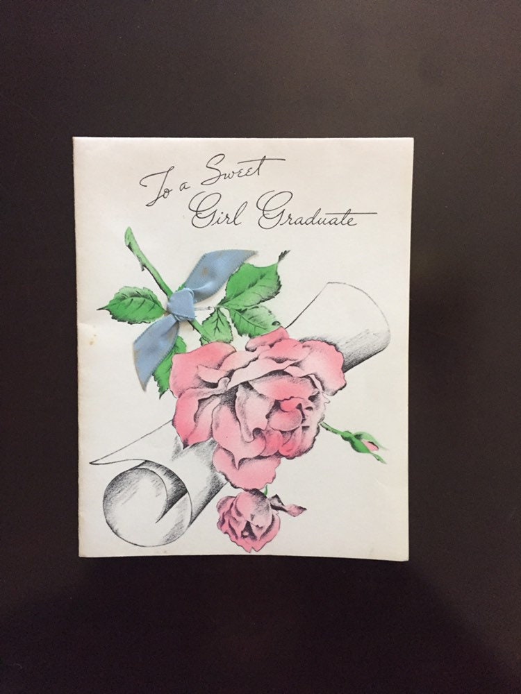 Used Vintage Buzza Cardozo Graduation Card From 1943 Roses & Diploma