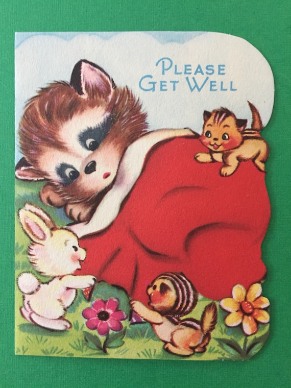 pix Vintage Get Well Card Images get well soon vintage used card from the 1950s poor sick etsy