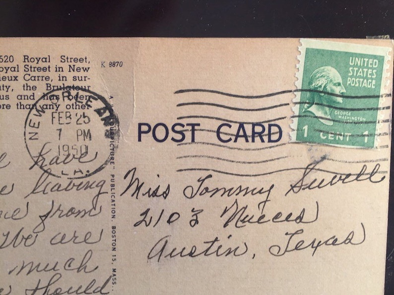 Lovely Used Postmarked 1950 Souvenir Postcard New Orleans Louisiana Brulatour Courtyard Colourpicture