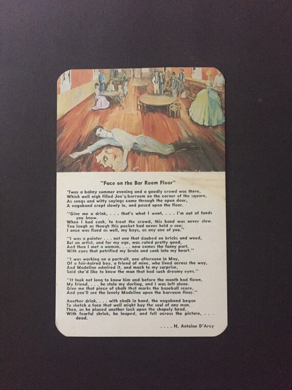Vintage 1960s Face On The Bar Room Floor Postcard Teller Etsy