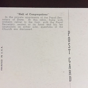 Hall Of Congregations Vintage Mid-Century Unposted Postcard Vatican Memorail Series Originally Painted By Vernon Howe Bailey