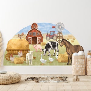 Adorable Farm Animal Watercolor Decal for Kids Room Decor