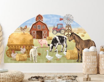 FARM Watercolor Wall Decal / Kids Decor / Nursery Wall Decals / Kids Wall Stickers / Farm Wall Decor / Farm Wallpaper / Animal Wall Decal