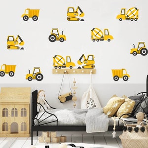 CONSTRUCTION wall decals / trucks vinyl stickers / yellow cars wall decal / Boys Wall Stickers