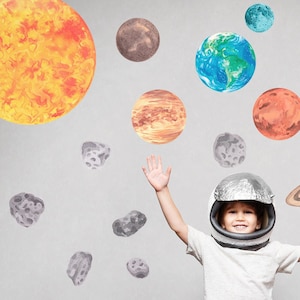 Adesivo de parede SOLAR SYSTEM XXL / Adesivos de espaço para berçário / Adesivo de parede espacial / Berçário temático espacial / Adesivos de parede de planetas