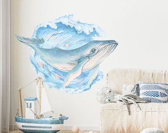 WHALE XXL wall decal / nursery decor / ocean wall decal / Ocean Animals Wall Stickers