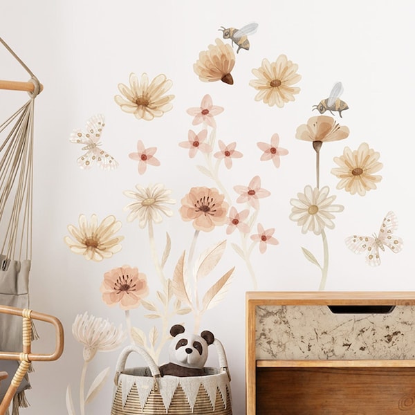 Flowers Wall Decal Etsy