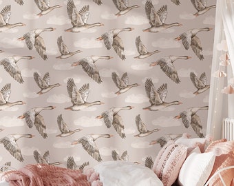 Cute Geese Wallpaper - Gosling Motif Wallpaper for Kids' Room