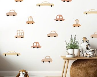 Boho Cars Wall Decal - Nursery Decor for Boy&#39;s Room - Peel and Stick Wall Sticker - Cute Kids Room Decoration