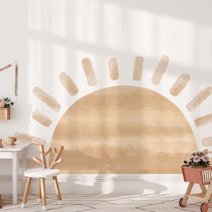 Half Sun Wall Decal / Oversized Sun Decal / Sun Wall Sticker / Watercolor Sun Decal / Sun Nursery Decor / Kids Decor / Nursery Wallpaper