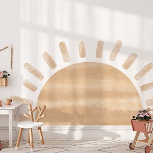 large half sun wall decal, sun wall sticker,  kids bedroom decor, oversized sun, boho wall decal, kids wall art, gifts for kids, large sun wall decal, oversized sun decal, watercolor sun decal, sun nursery decor, playroom wall decal, nursery decor