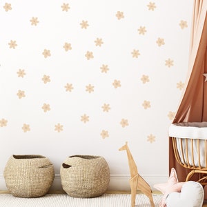 Boho Chic Daisy Wall Stickers - Nursery Floral Decor - Boho Flower Decals Set - 59 Pieces