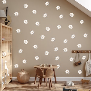 DAISY wall decal (22 pcs) / White Daisy Sticker / Nursery Decor / Boho Flower Wall Decal / Daisy Set of Flowers Wall Stickers
