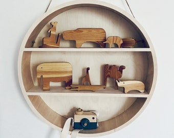 BIG ROUND SHELF / wooden circle shelf / round wall shelf / playwood for baby room / eco boho home / kids room wooden decor / eco decor