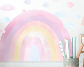 RAINBOW XXL wall decal / big rainbow wall sticker / watercolor wall decal / Rainbow Pink Wall Stickers