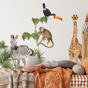 SAFARI Wall Decal Set - Jungle Nursery Wall Sticker - XXL Giraffe Decal - Nursery Decals