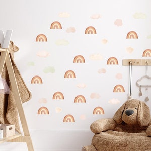 Rainbows in Beige Wall Decal Collection - 58 pcs / Rainbow Wall Decals