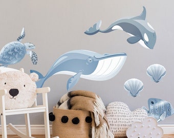 OCEAN SET decalcomania murale / decorazioni per bambini / decalcomanie sotto il mare / Ocean Animals Wall Stickers