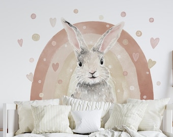 Boho Bunny Wall Decal - Large Rabbit Sticker for Nursery Decor