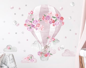 Peonies Wall Decal / Peony Wall Sticker / Balloon Wall Sticker / Gift Newborn Girl