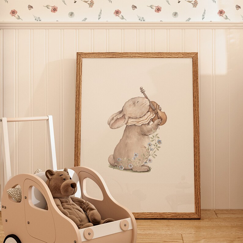 watercolor poster, poster for kids room, nursery decor, nursery poster, poster for nursery, kids room poster, kids room decor, kids room art, hand-painted poster, hand-painted illustration,  poster in boho style, bunny poster, poster with bear